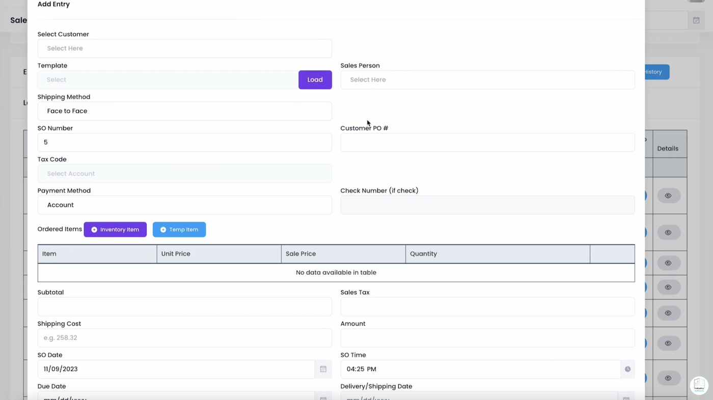 Full Sales Order Management Dashboard